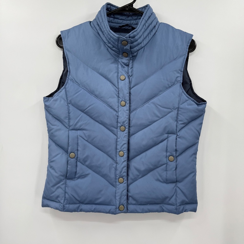 Maurices Puffer Vest Womens Blue Full Snap Stand Collar Quilted Padded Size M
